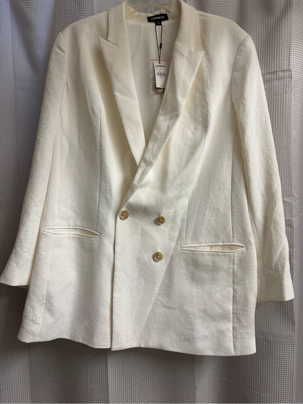 Express Ivory Double Breasted Oversized Blazer XL NWT Longline Suit Jacket